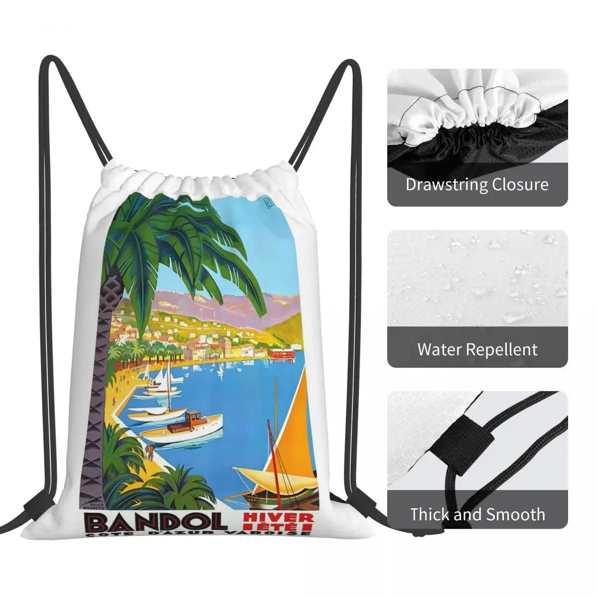 1932 FRANCE Bandol Cote Dɺzur дорожный постер рюкзаки сумки на шнурке карманная сумка для