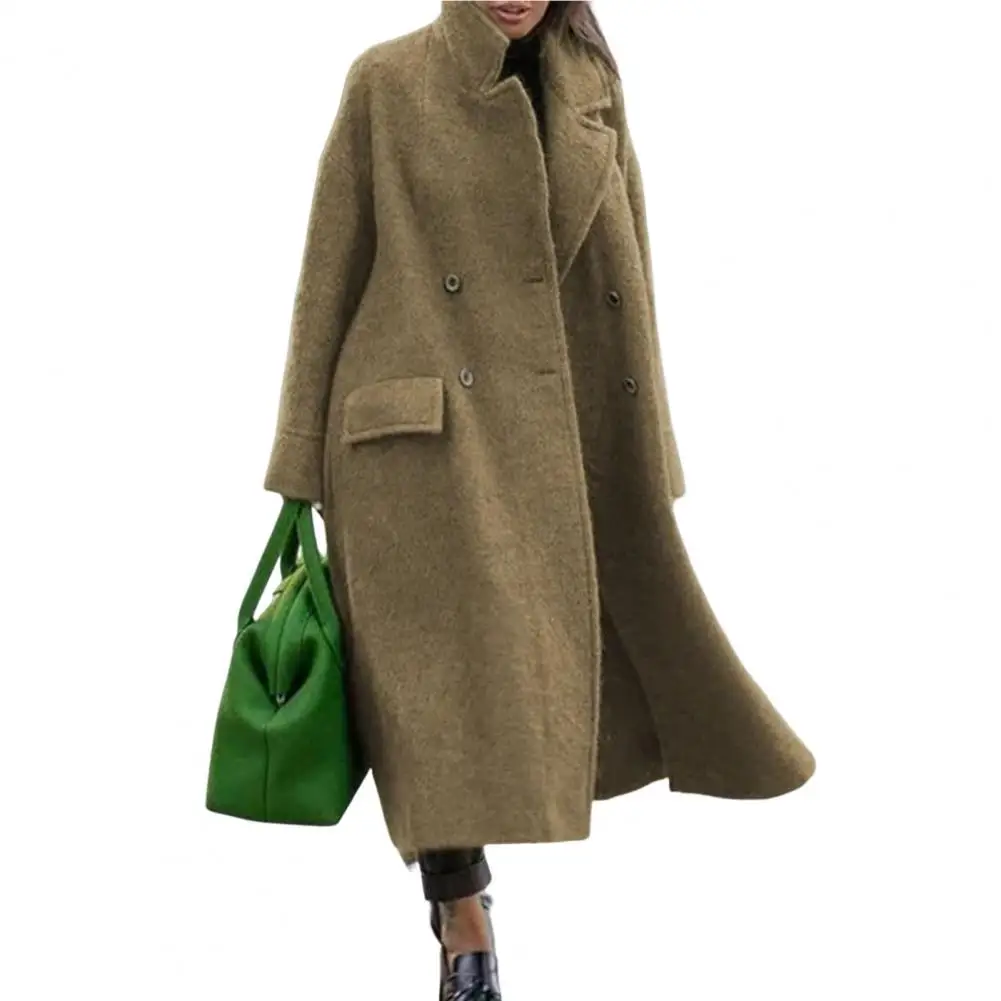 

Trendy Windproof Turndown Collar Coat Ladies Trench Coat Commuter Style Coldproof