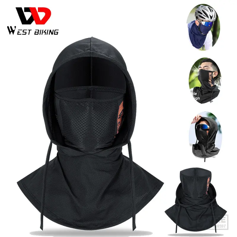 

WEST BIKING Summer Full Face UV Protection Motorcycle Cycling Hood Ice Silk Balaclava Mask Hiking Fishing Hat Cooling Sport Gear