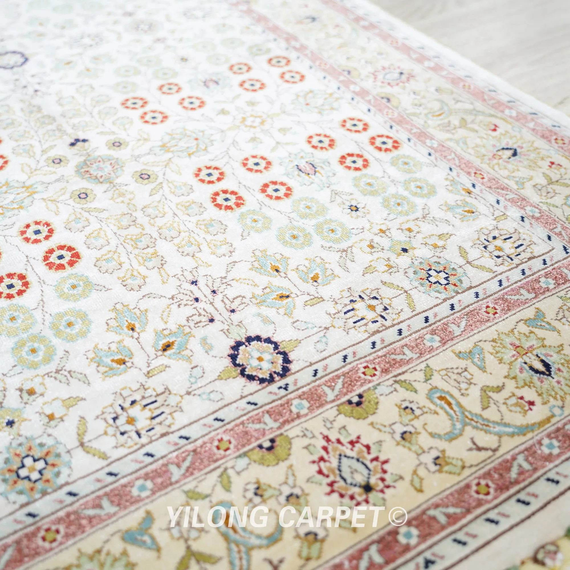 2 5 'x 4' бежевый коврик ручной работы с узлом Шелковый Yilong (TJ386A) |