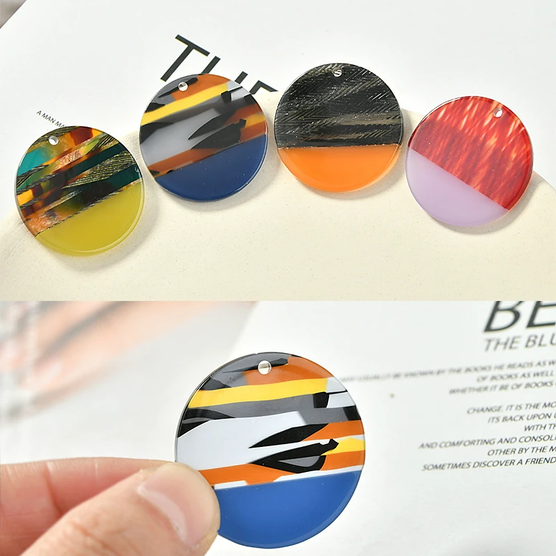 

High Level Feeling Spring Sky Color System Contrast Mesh Splicing Acrylic Acetate Disc DIY Earrings Accessories 2pcs