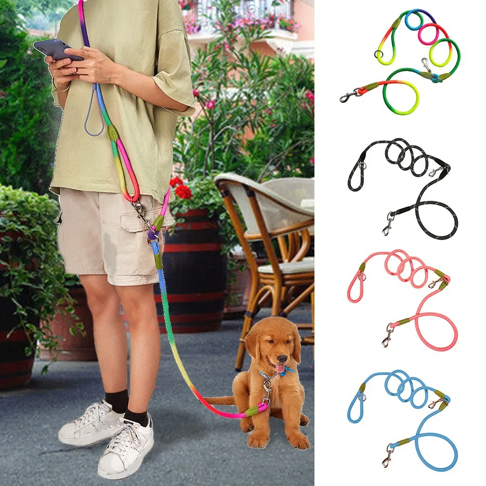 

Dog Leash Harnesses Leads for Dogs Reflective nylon Shoulder Hands Free Leashes Running Chain Multifunctional Double-head Leash