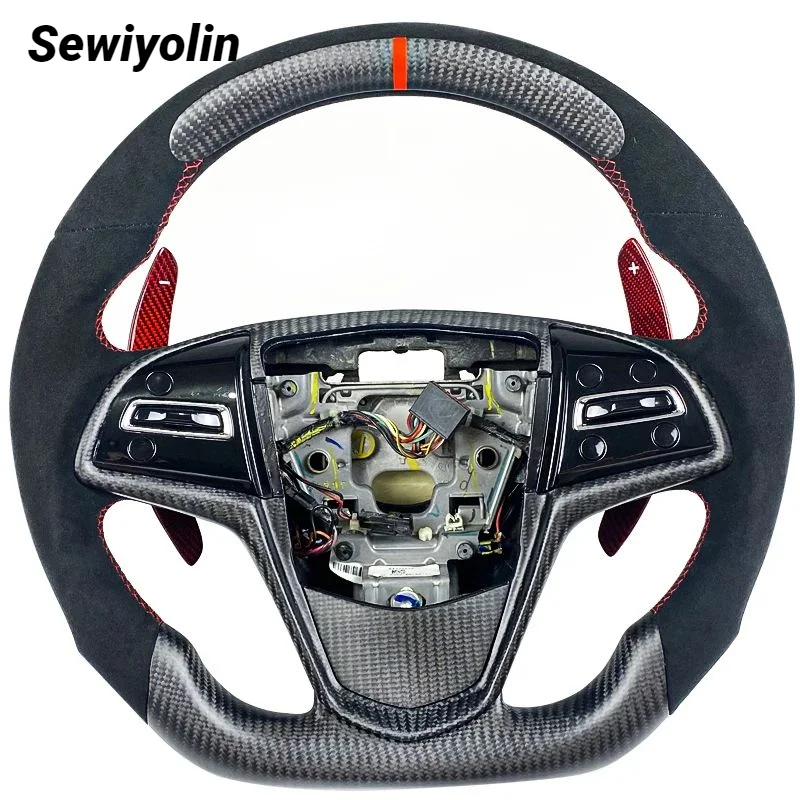 

Private custom Car interior accessories carbon fiber sports steering wheel cover for Alcantara for Cadillac SRX ATS CTS XTS CT4