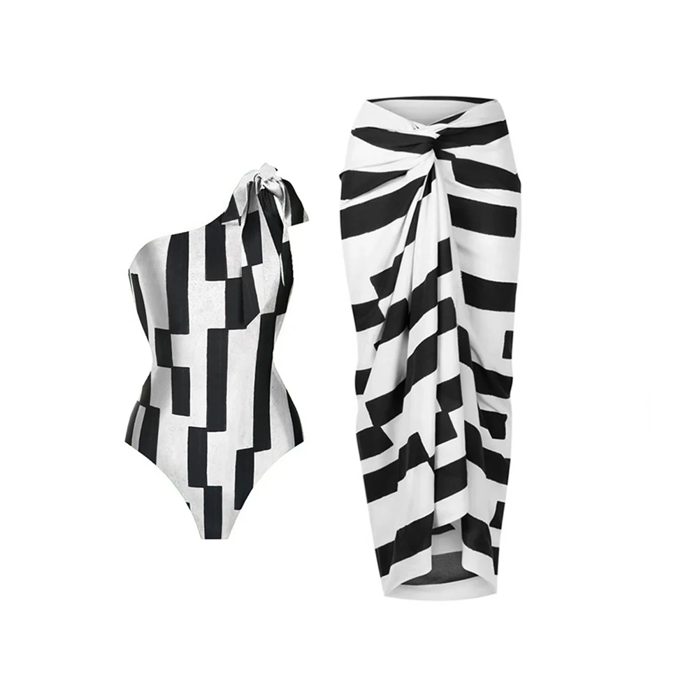 

Bandeau Color Block One Piece Swimsuit Complete Surf Wear Chic Off-Shoulder Push Up BIkini Bowtie Swimwear 2023 Summer Beachwear