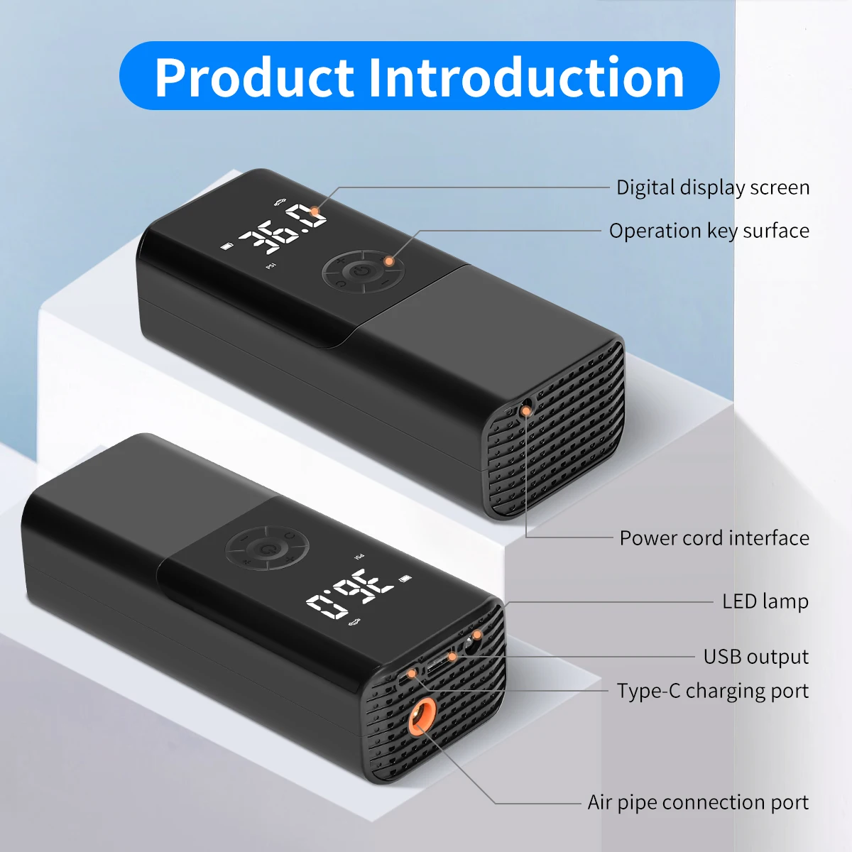 

Electric Ball Pump, Smart Air Pump Portable Fast Ball Inflation with Precise Pressure Gauge and Digital LCD Display for Football