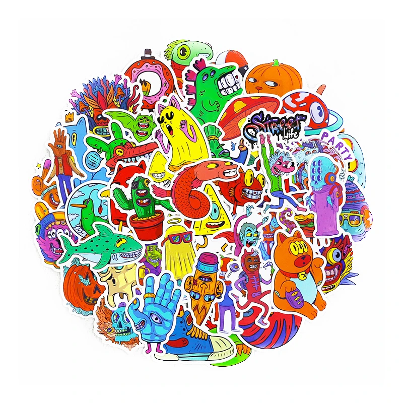 

50 Pcs Small Eye Monster Stickers Child Graffiti Cartoon Stickers DIY Personality Decorative Decals Luggage Waterproof Sticker