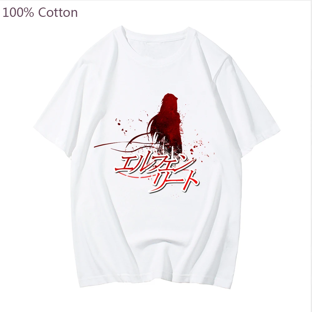 

Elfen Lied Lucy Waifu T-shirt Mens Short Sleeve 100% Cotton Tshirts Casual Japanese Anime Tshirt Summer White Senpai Streetwear