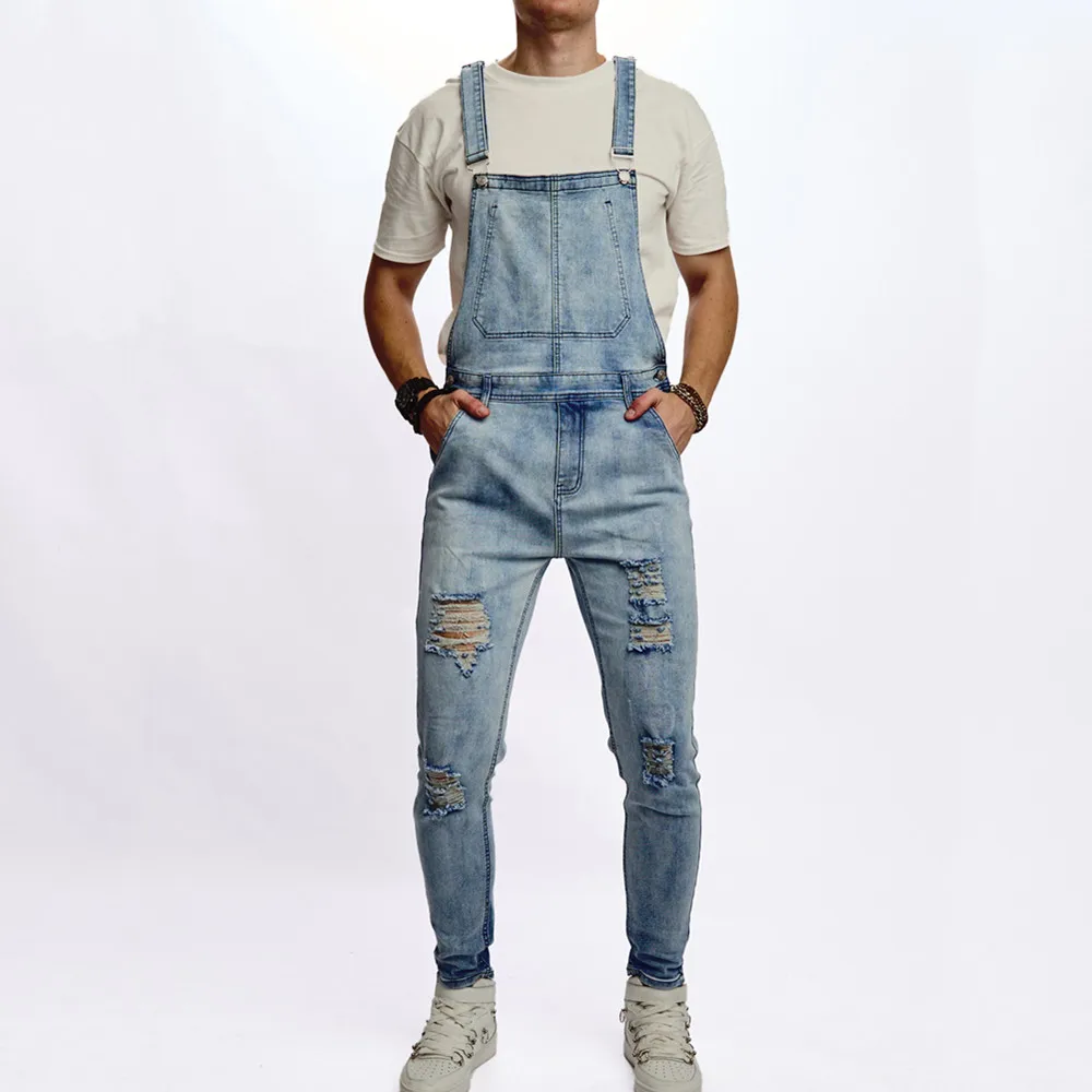 Мужские Стильные Рваные Облегающие Мотоциклетные Джинсы Эластичные