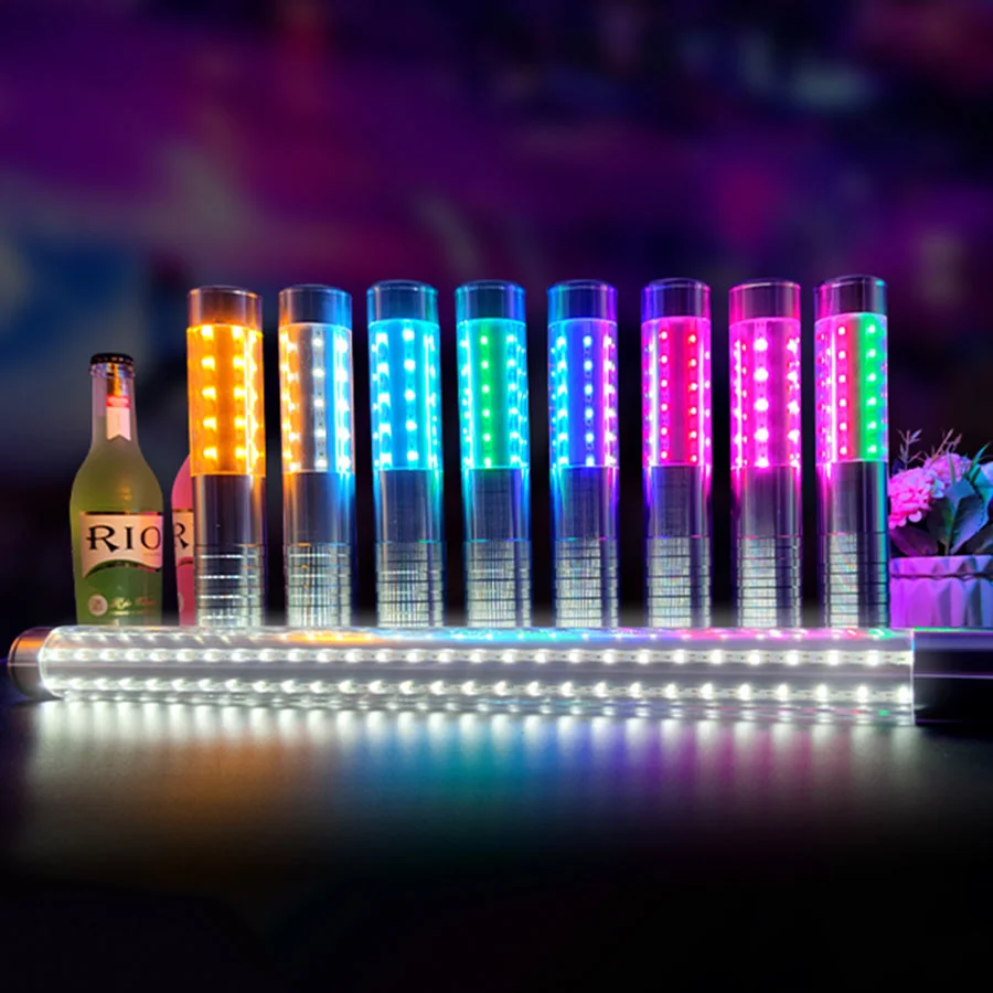 

7Color Rechargeable LED Strobe Baton Flash Stick Electronic Sparkler Champagne Bottle Service Sparklers For Bar Club Party Decor