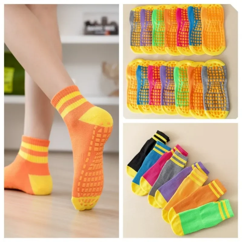 

Новые женские носки для батута, носки средней длины Нескользящие, хлопковые носки для пола, Детские теплые спортивные носки для раннего развития