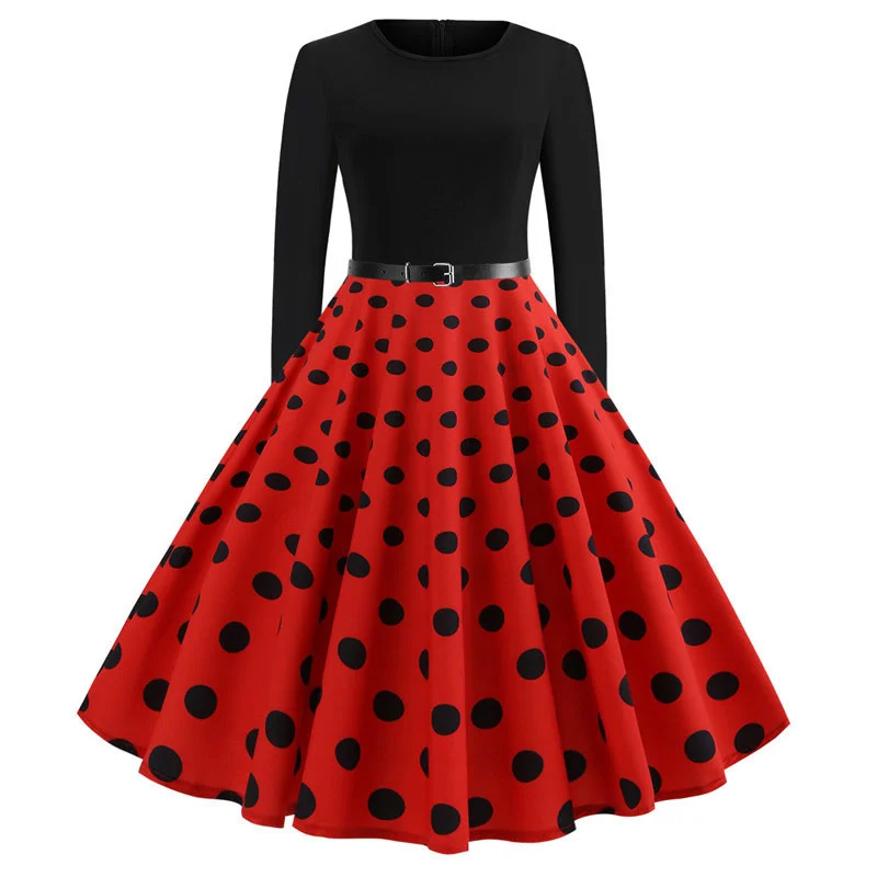 Women Elegant Party Dresses Red Dot 