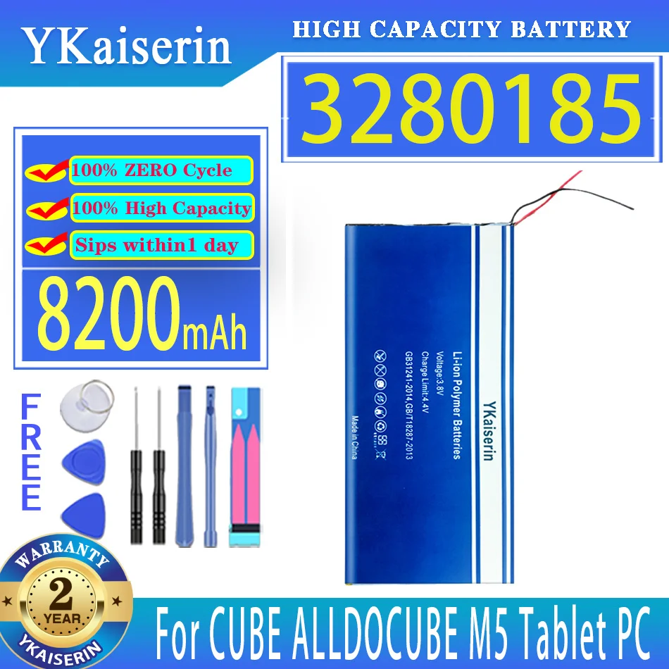 

YKaiserin 8200mAh Replacement Battery 3280185 For CUBE ALLDOCUBE M5 T1006-3280185 Tablet PC With 2 Lines Batteries