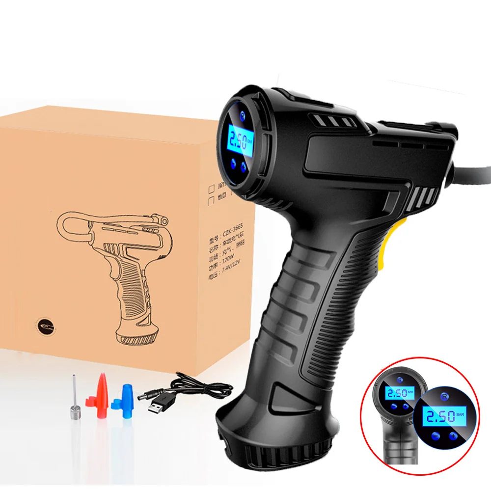 

Автомобильный воздушный компрессор 120 Вт, перезаряжаемый беспроводной надувной насос, портативный воздушный насос, насос для автомобильны...