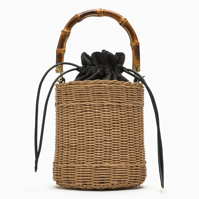 

Плетеная Сумка-мешок из ротанга ручной работы, брендовая дизайнерская летняя бамбуковая дамская сумочка на ремне, Пляжная соломенная БАЛИЙСКАЯ сумка
