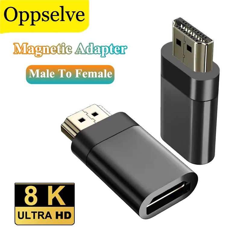 Обновление 8K HDMI-совместимый V2.1 штекер-гнездо Магнитный адаптер высокоскоростной 48 Гбит/с магнитный конвертер для ТВ компьютера стандарта ПК Обновление 8K HDMI-совместимый V2.1 штекер-гнездо Магнитный адаптер высокоскоростной 48 Гбит/с магнитный конвертер для ТВ компьютера стандарта ПК