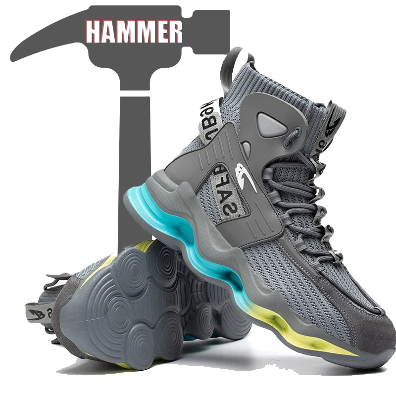 

2023 New Labor Insurance Shoes Men and Women Anti-smashing Anti-stab Penetrating Air Work Shoes Steel Toe Cap High-top Safety Sh