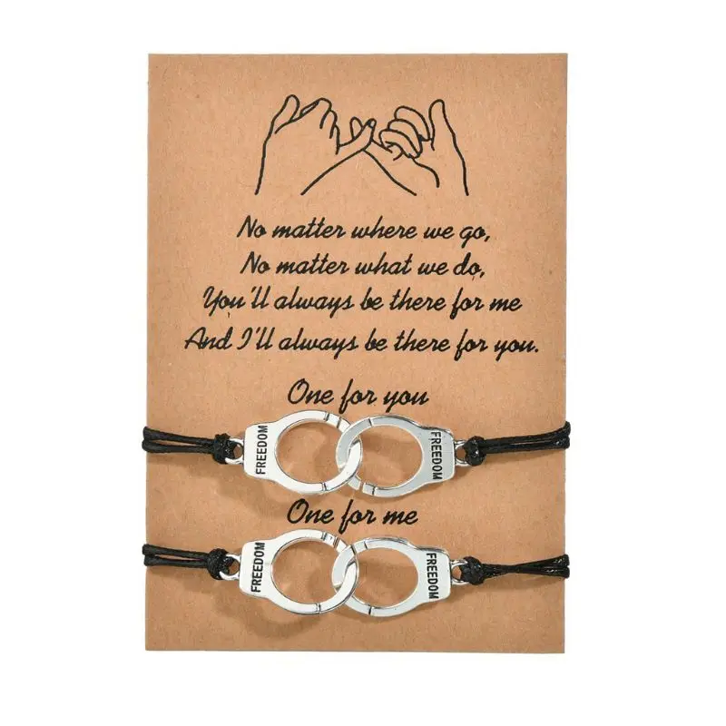 

2 Pcs/Set Justice Charm Handmade Freedom Pendant Couple Bracelet Gifts