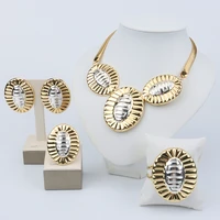 dubai luxury jewelry set for women gold plated big necklace and earrings set large pendant weddings gifts for bridal accessory