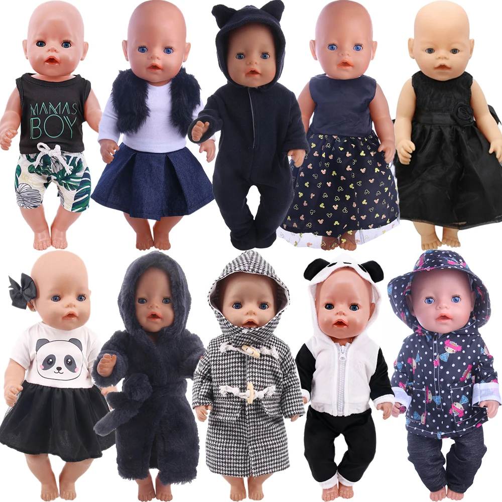 Black Raincoat/Plush Coat Doll Clothes For 43Cm Baby Doll&18