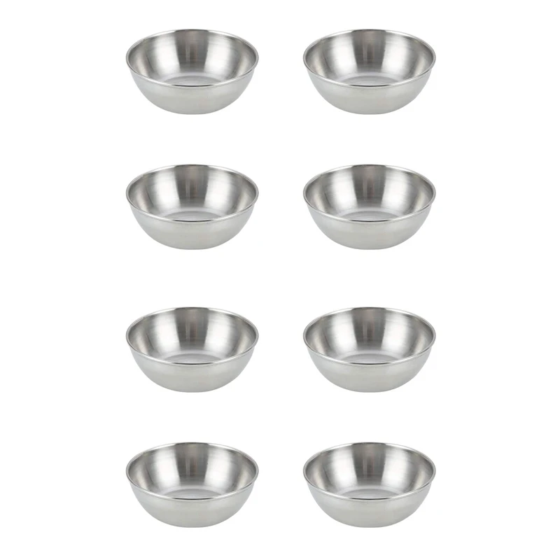 

8Pcs Stainless Steel Sauce Dishes Round Seasoning Dishes Sushi Dipping Bowl Saucers Bowl Mini Appetizer Plates
