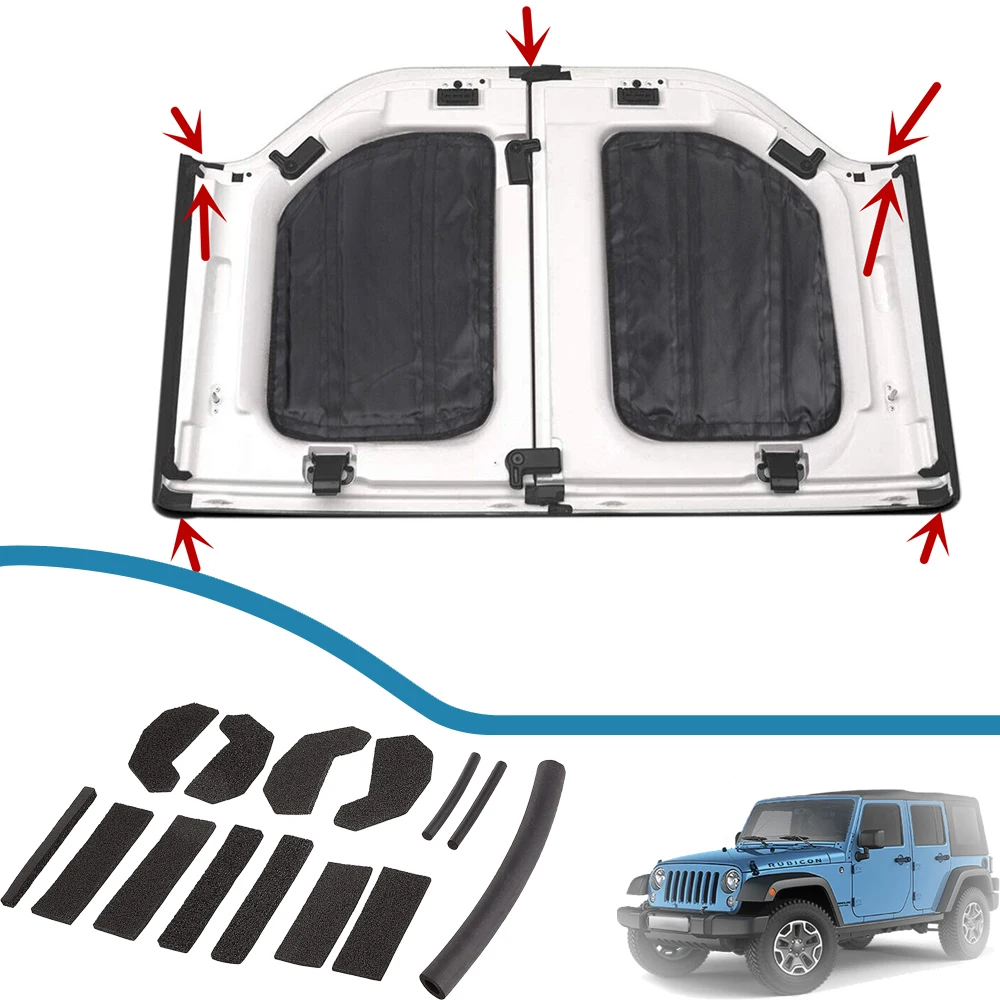 

Комплект Из 18 Уплотнителей Для Жесткой Крыши Jeep Wrangler JK 2007-2017, Удлинители Водосточных Желобов, Внутренние Молдинги