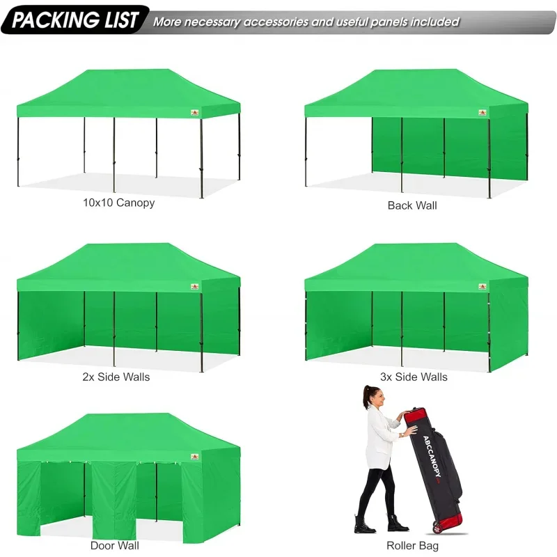 Сверхпрочная Easyup навесная палатка с боковыми стенками 10x20 Kelly Green