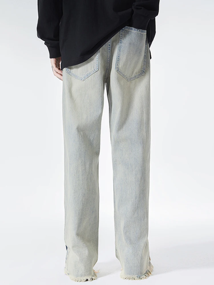 European And American Street Button Baggy Jeans For Men Y2k Hip-Hop Straight Casual Pants Trend Wide Leg Versatile Men'S Pants