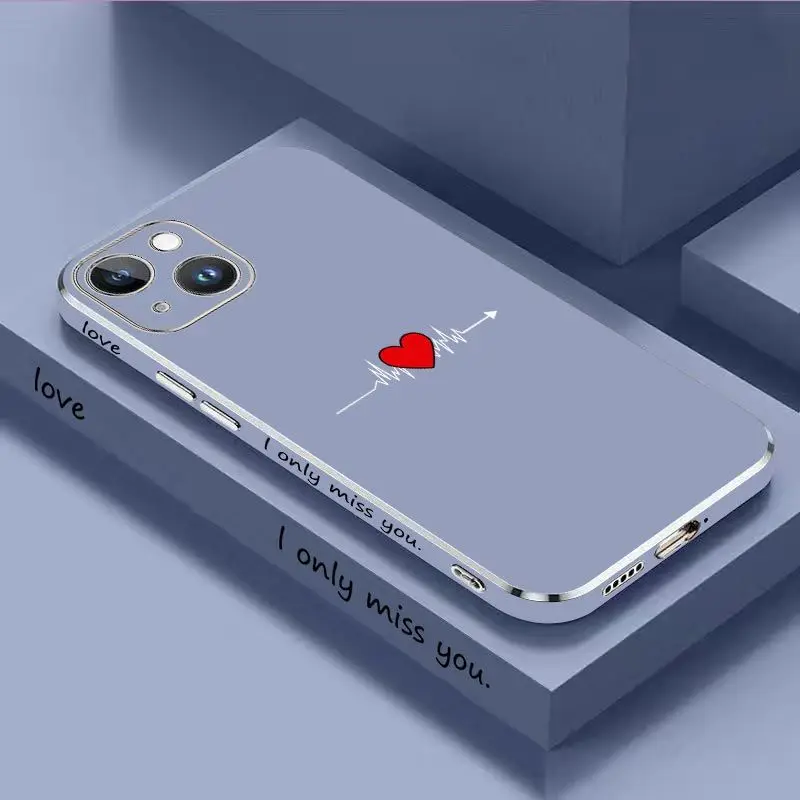 Heartbeat Luxury Plating Phone Case For iPhone 14 13 12 11 Plus Pro Max Mini X XR XS SE2020 8 7 6 6S Plus Cover