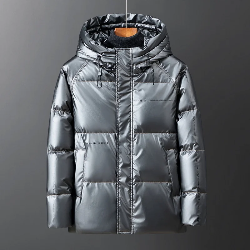Enlarge Men's White Down Jacket Winter Puffer Jackets Men Hooded Padded Jacket Coat Male Fashion Casual Outerwear Outdoor High Quality