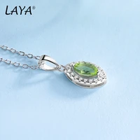 laya 100 925 sterling silver marquise brilliant cut gemstone natural peridot pendant necklace for women wedding fine jewelry