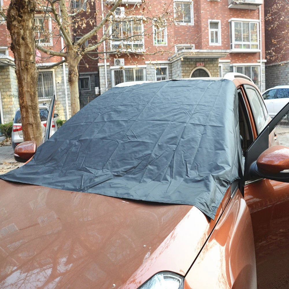 

1Pcs Car Snow Protect Cover Magnet Windshield Sun Ice Frost Protector Tarp Sun Shield Black 48" X 60" Fit For Car Truck SUV