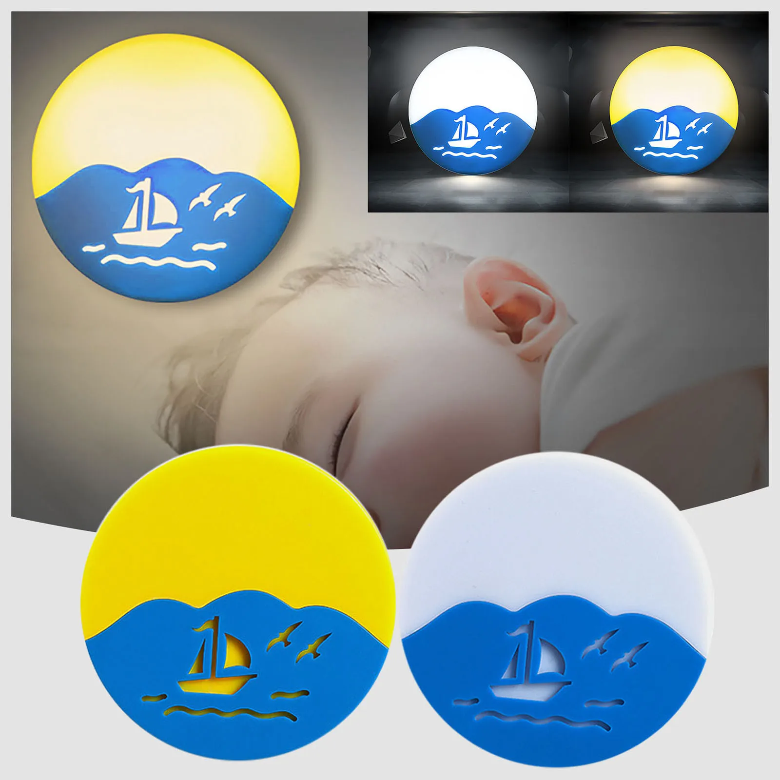 

Decor Lights for Bedroom Night LED Creative Lamp Sensor Light Intelligent Hallway Control Plug-in Sailing Space Light Projector