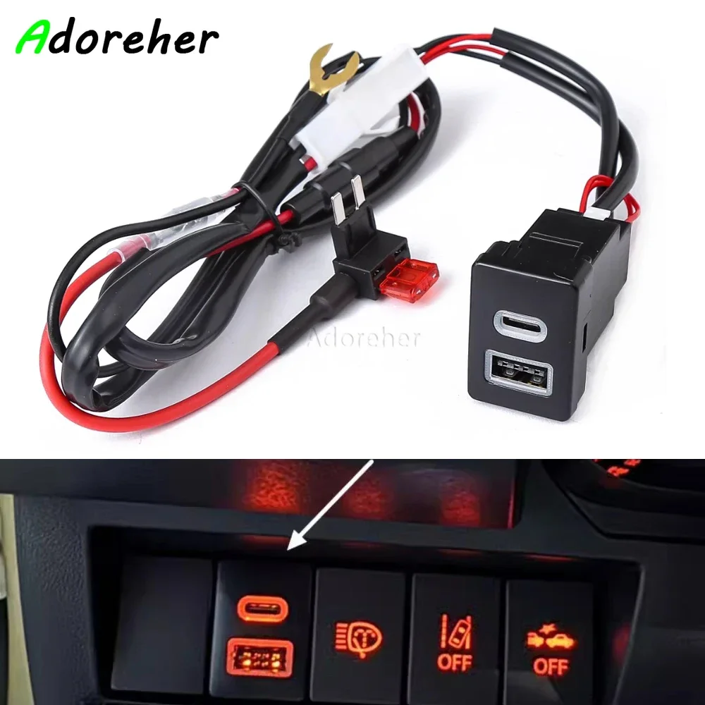 

Автомобильное быстрое зарядное устройство QC3.0 USB Type-c Интерфейсный адаптер Интерфейс зарядки Адаптер розетки для Suzuki Jimny 2019-2023