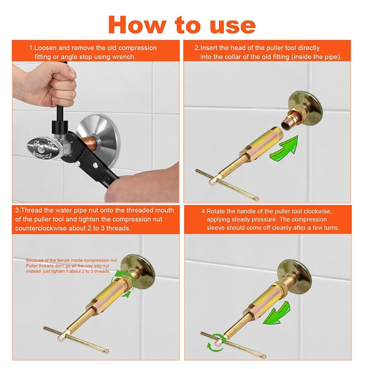 Инструмент для снятия компрессионных втулок Съемник наконечников фитингов 1/2
