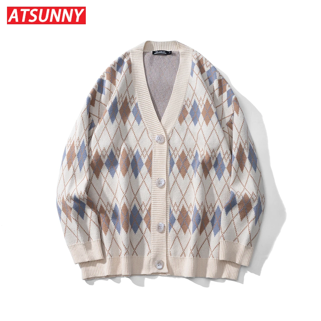 ATSUNNY Harajuku Streetwear Cute Sweater Car Digan Campus Style Hip Hop Oversize Fashion Autumn and Winter Clothes | Мужская одежда