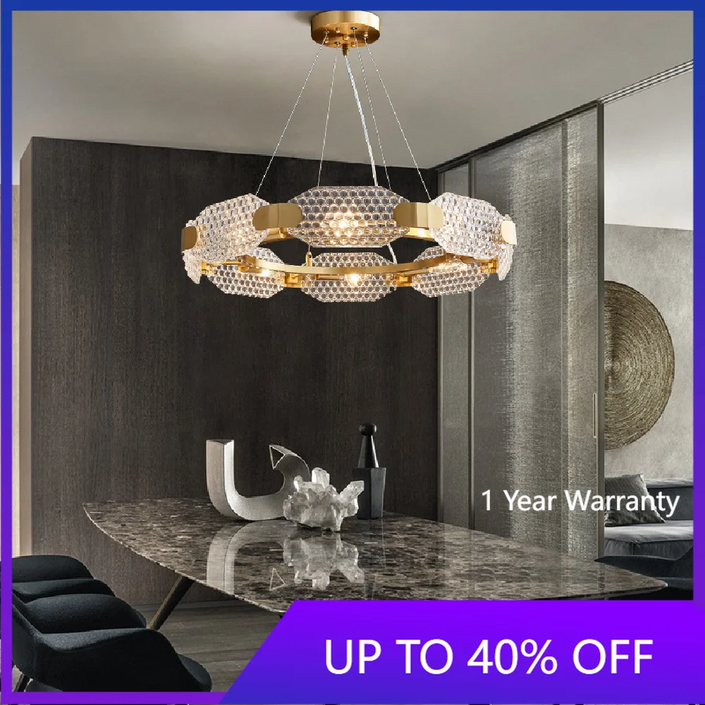 

Роскошные подвесные светильники из прозрачного стекла, современные комнатные лампы, аксессуары для украшения дома, Круглая Люстра для фойе...