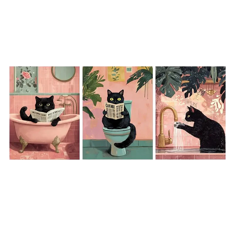 

Абстрактный печатный холст Funny Black Cat