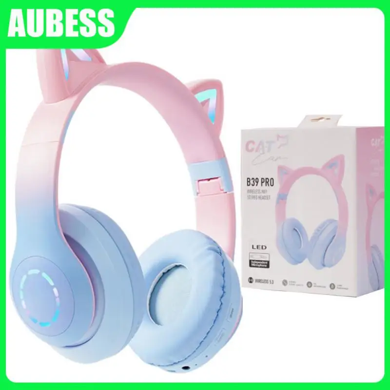 

Gaming Wired Earphone Tws Led Flash Light Music Earbuds Stereo With Mic Phone Headsets Foldable Cat Ears Headset