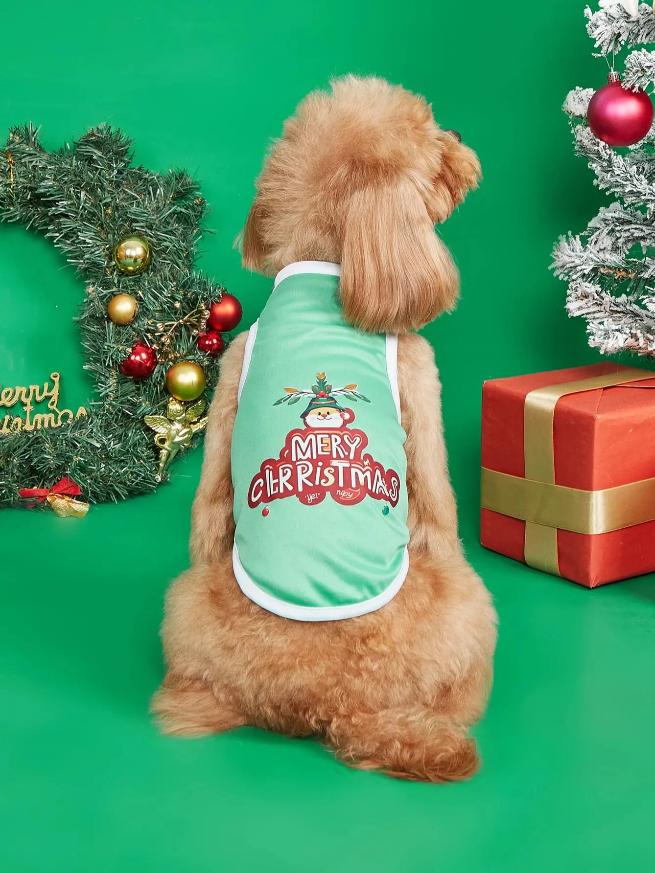 Зеленый Рождественский Жилет Для Домашних Животных Дышащий И Яркий Подходит
