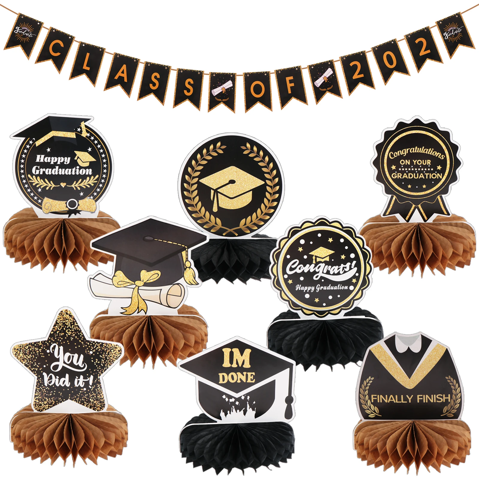 

8 шт./компл. 2022, центральные части сот для выпусквечерние вечера, для украшения стола, центральный Градуированный стол, Топпер для вечеринки ...