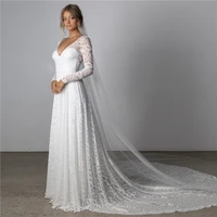 boho lace wedding dresses for women 2022 bride v neck backless long sleeve a line bohemian bridal gowns vestidos de novia