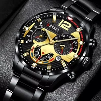 luxury mens watches fashion stainless steel quartz wrist watch calendar date luminous clock men business casual leather watch