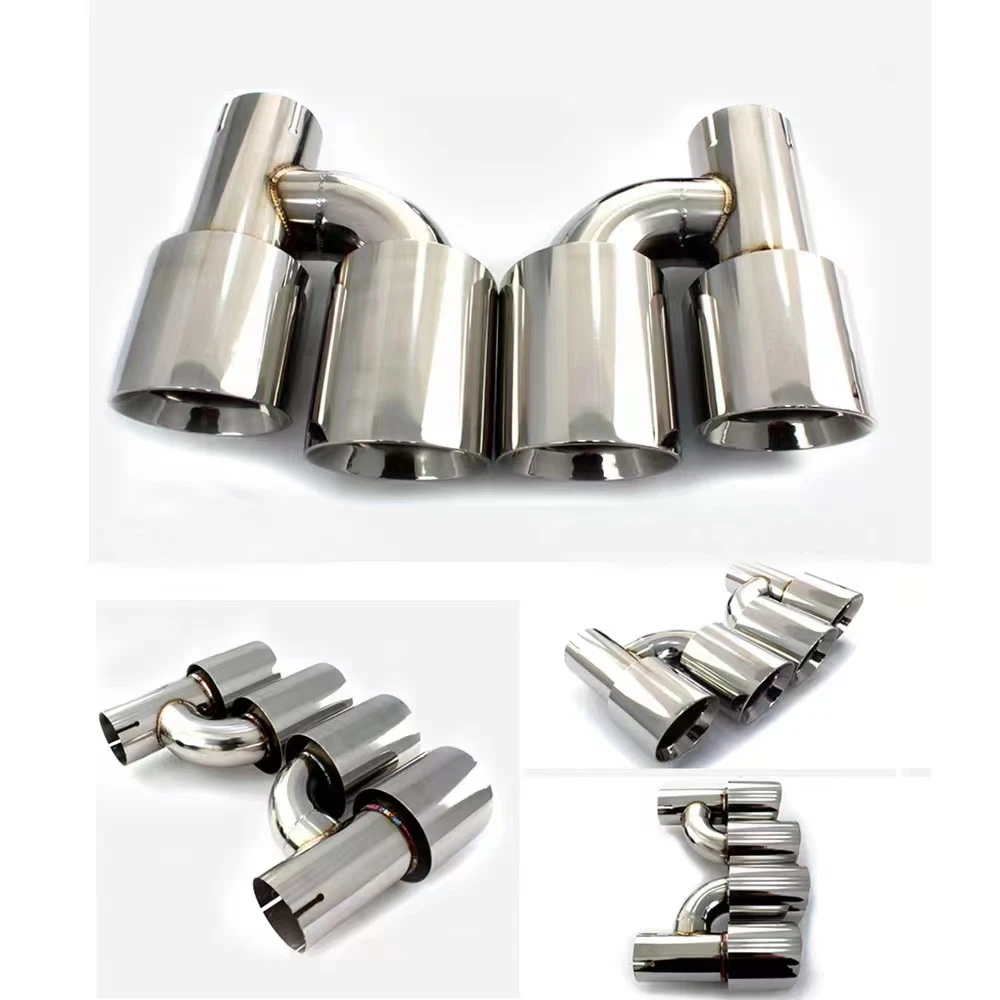 

114mm Car Accessories stainless steel and bright face without marked h-type double outlet straight edge exhaust pipe tailpipe