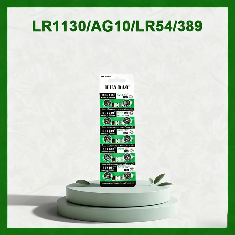 Фото 1,55 В кнопочный аккумулятор AG10 LR1130 SR1130 389A LR54 L1131 щелочные батареи для часов, слухового аппарата, фонарик, календарь, игрушки №1