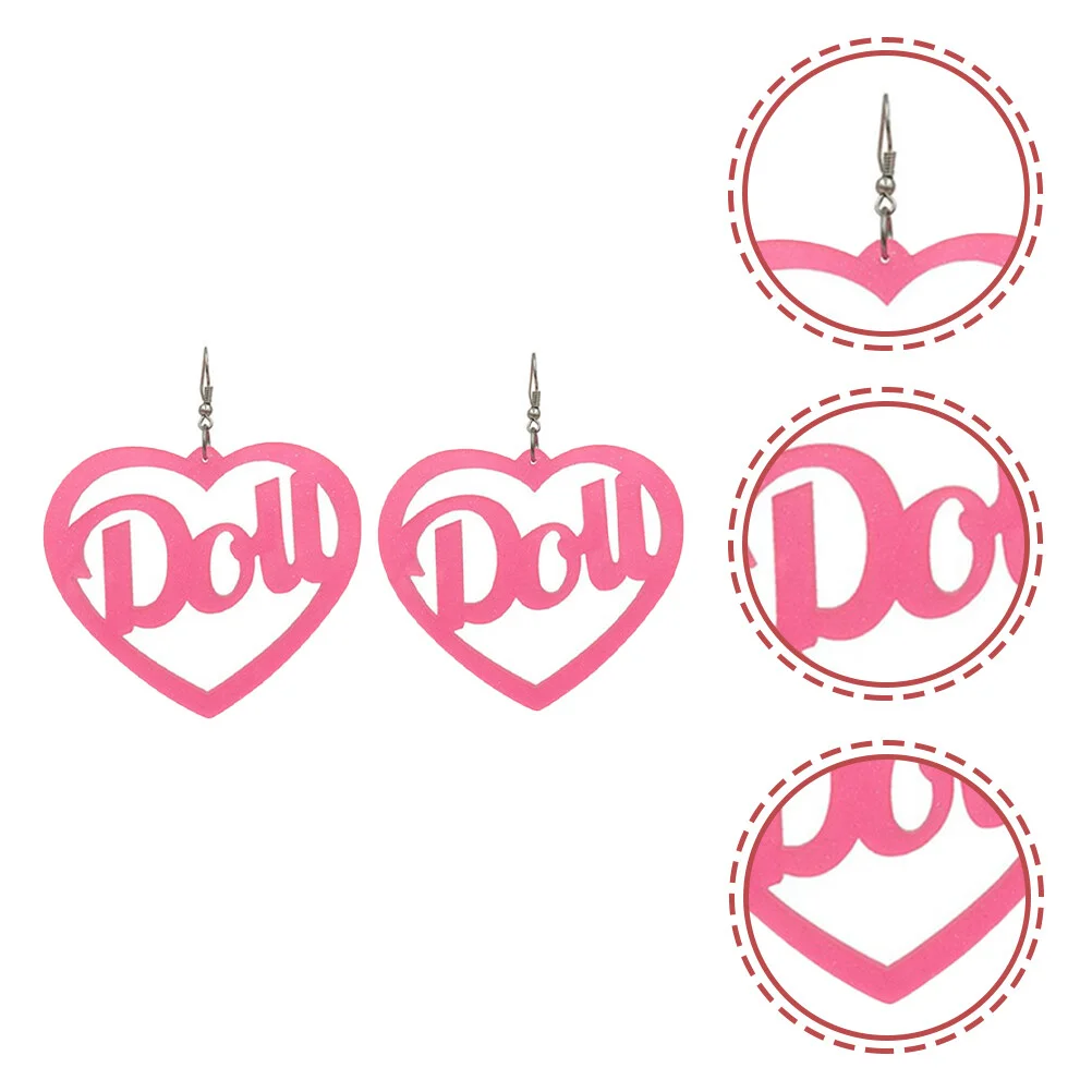 

3 Pairs Peach Heart Dangle Earrings Acrylic Exaggerated Hanging Studs for Girls Party Jewellery Gifts