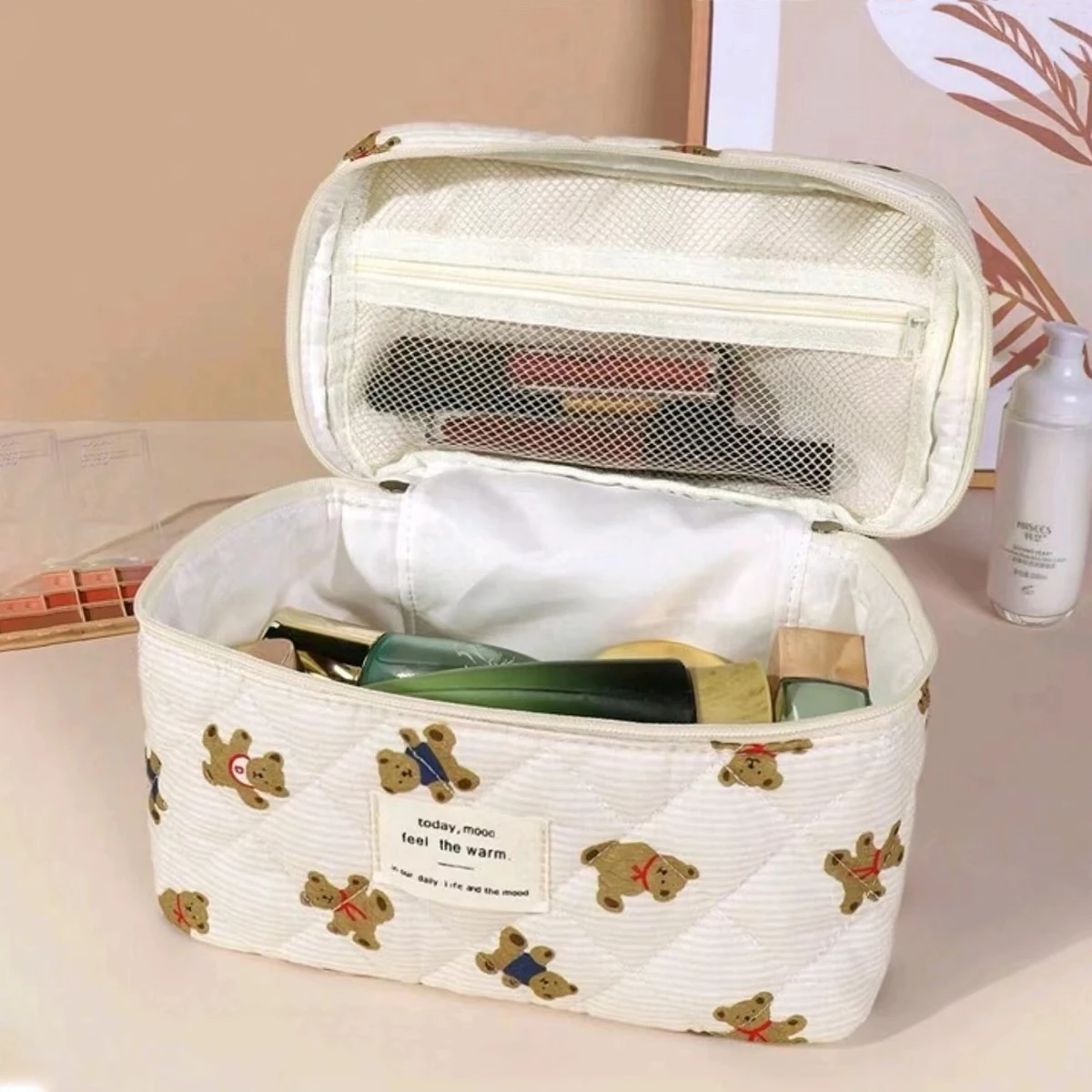 Пенопластовая стеганая косметичка YANZAI 1 шт. милая женская набор косметичек с