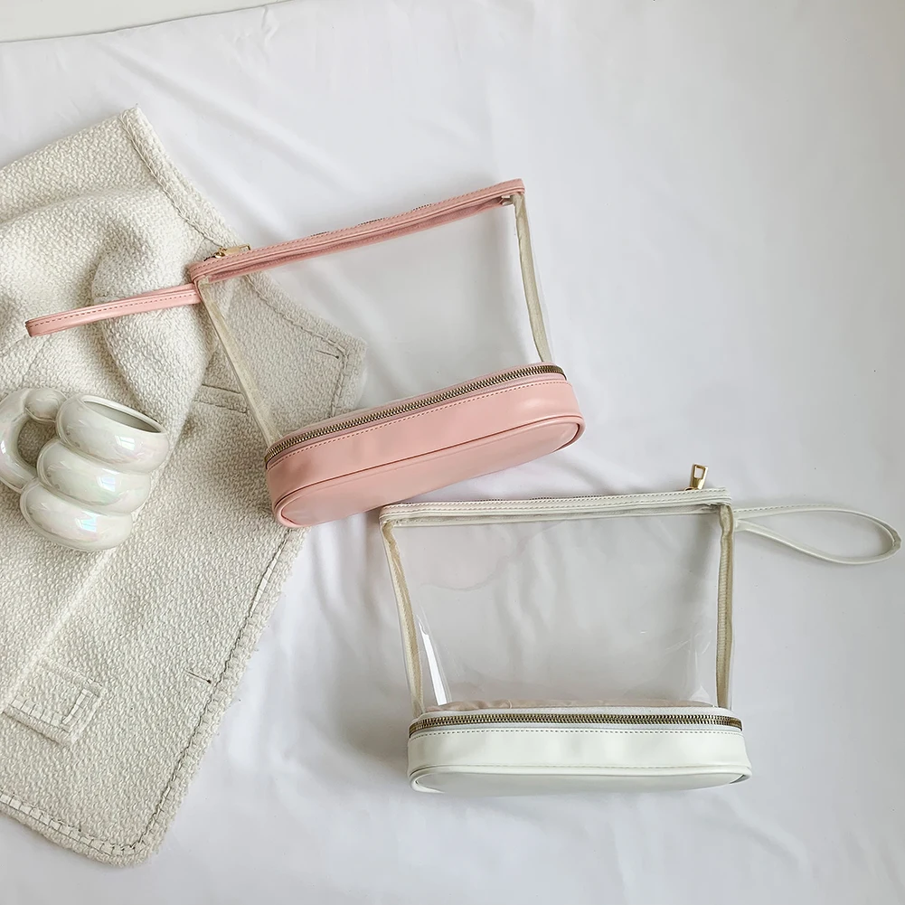 

Женская дорожная сумка, портативная прозрачная косметичка из ПВХ, многофункциональная модная двухслойная сумка для туалетных принадлежностей, Органайзер