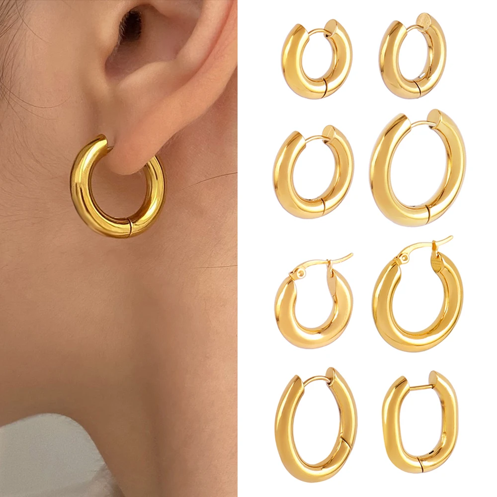 

316L Stainless Steel Earring Big Round Circle Earring Hoop Earrings for Women Men Punk Hiphop Fashion Jewelry Gift Wholesale