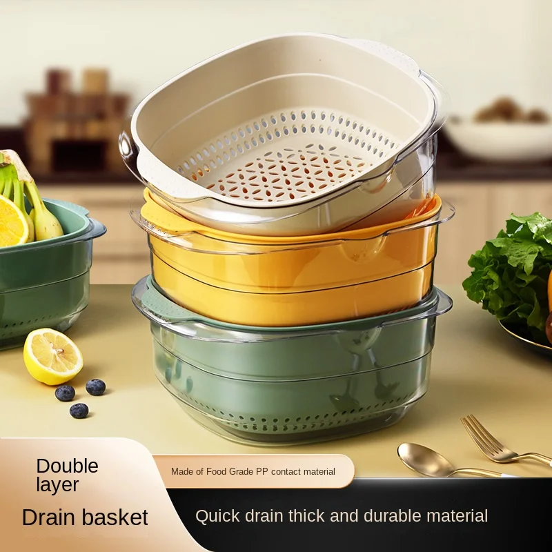 

Кухонная раковина, ажурная дренажная корзина для мытья, корзина для хранения, бытовая двухслойная пластиковая раковина большой емкости