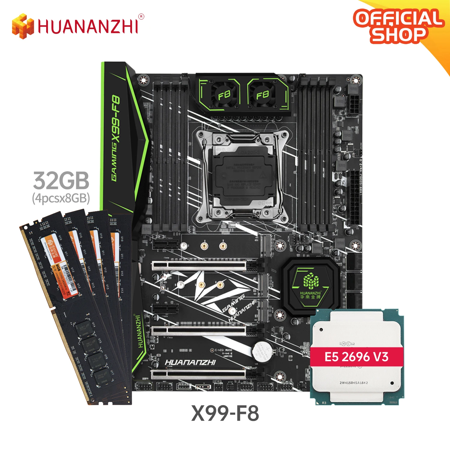 Материнская плата HUANANZHI X99 F8 с Intel XEON E5 2696 v3 4*8G DDR4 | Компьютеры и офис